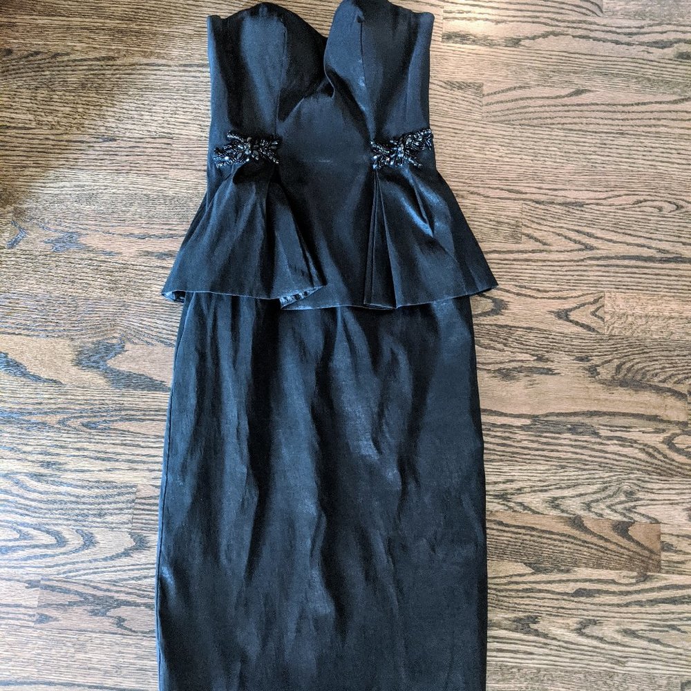 Mac Duggal Strapless Peplum Pencil Sheath
